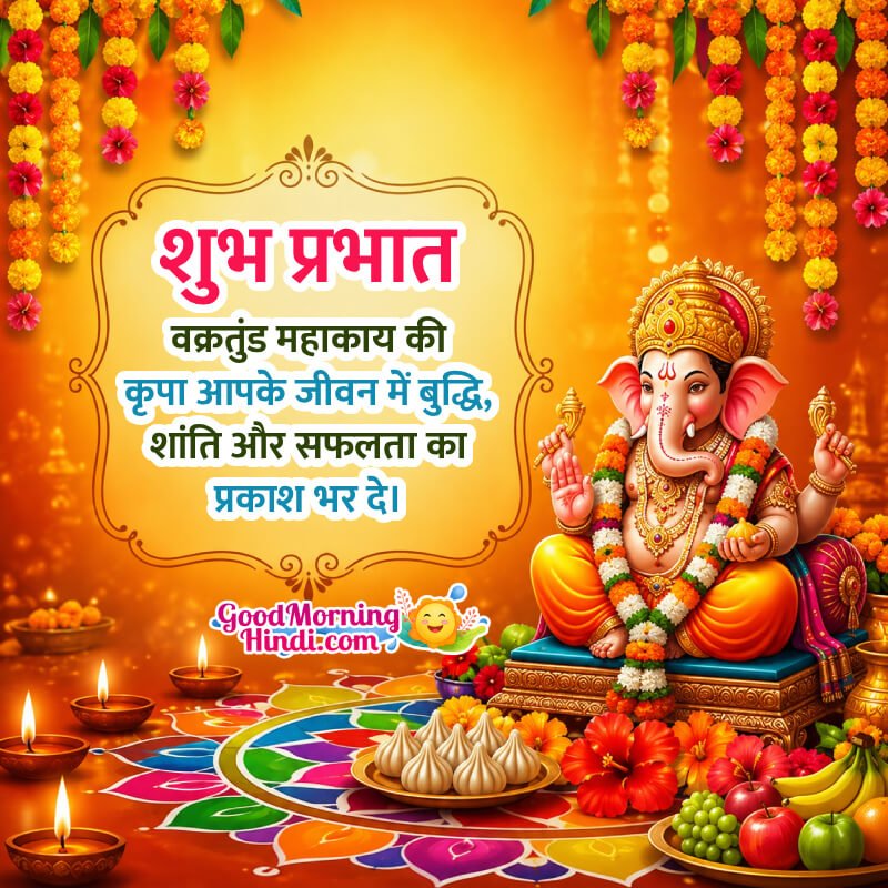Shubh Prabhat Ganesha Best Hindi Wish Photo
