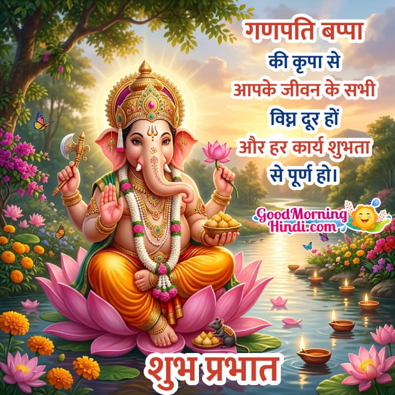 Shubh Prabhat Ganpati Bappa Wish Pic In Hindi