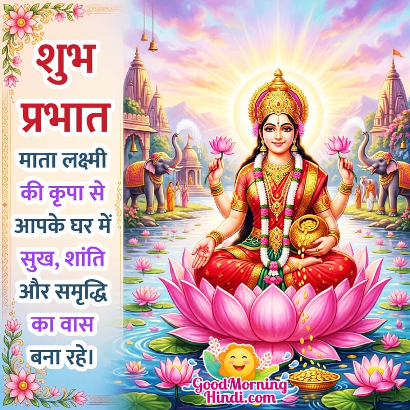 Shubh Prabhat Mata Lakshami Lovely Wish Pic In Hindi