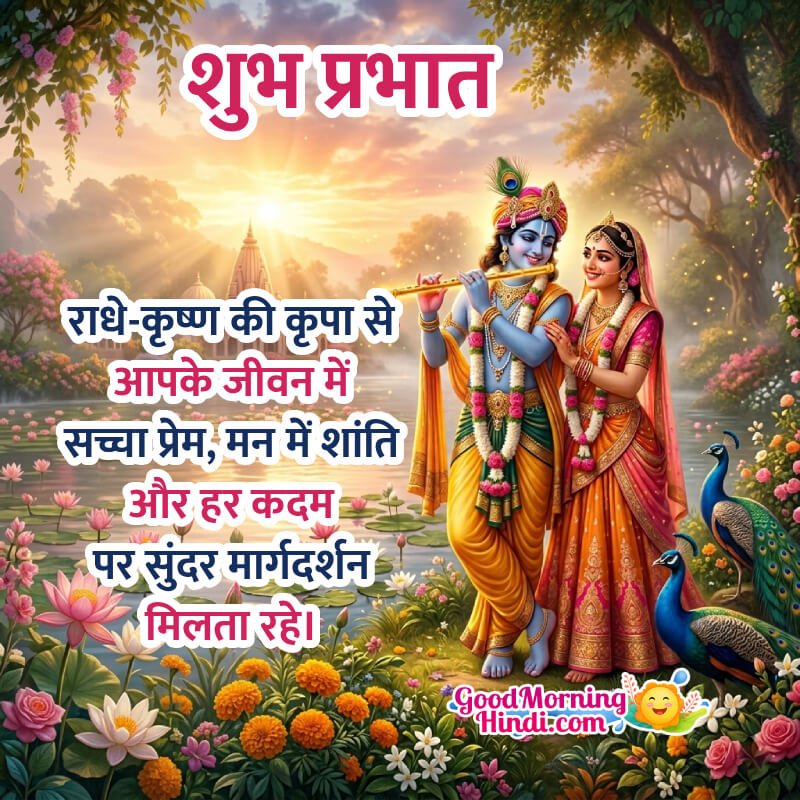 Shubh Prabhat Radha Krishna Lovely Wish Pic In Hindi