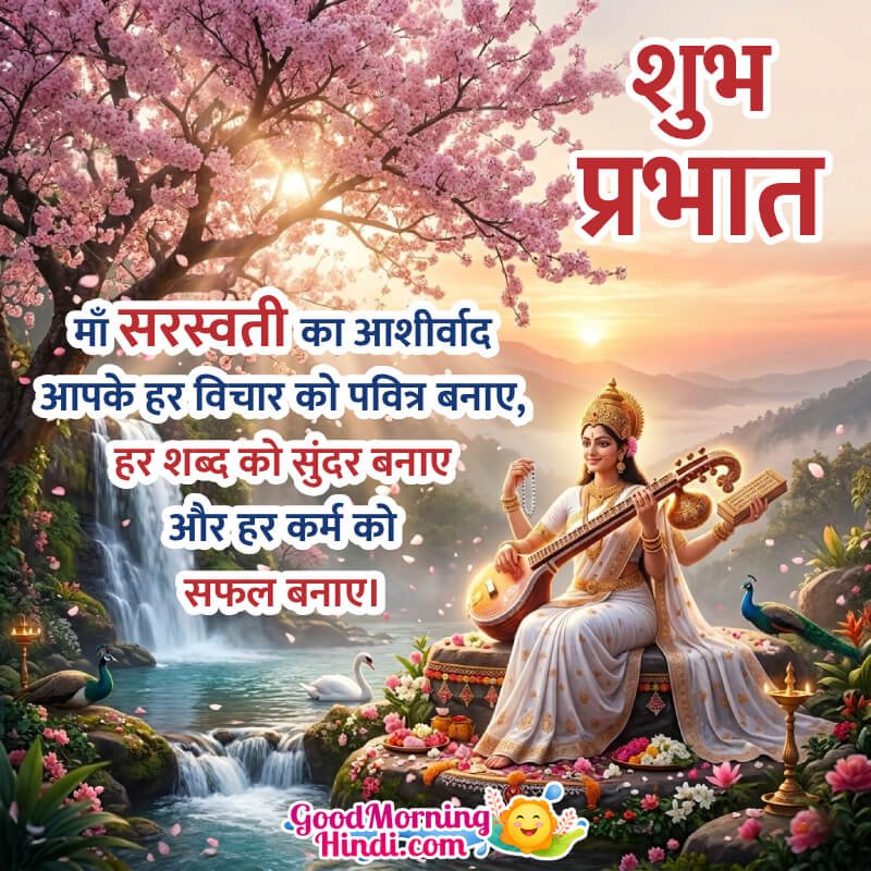 Shubh Prabhat Saraswati Mata Lovely Blessings Picture