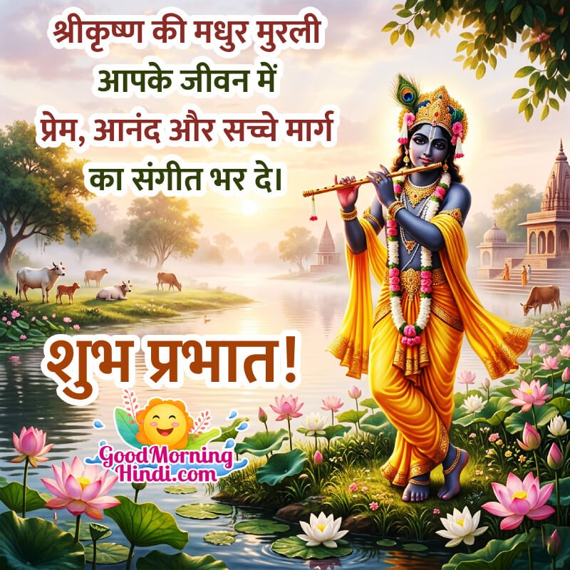Shubh Prabhat Shri Krishna Wish Pic In Hindi