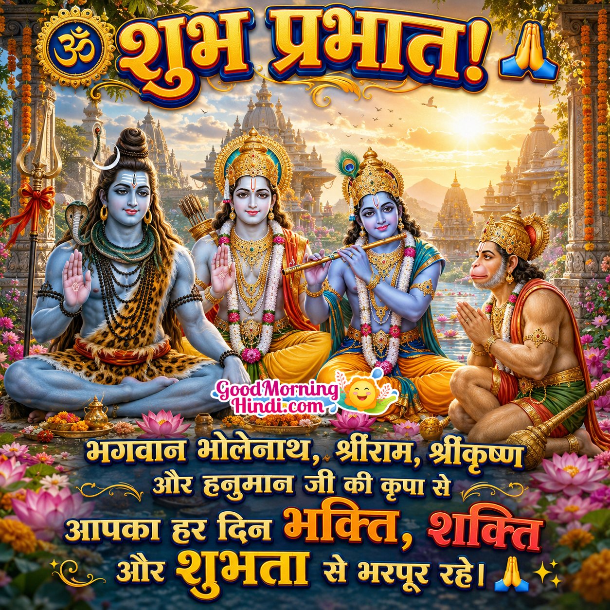 Shubh Prabhat Bhagwan Bholenath, Shri Ram, Shri Krishna Hindi Pic