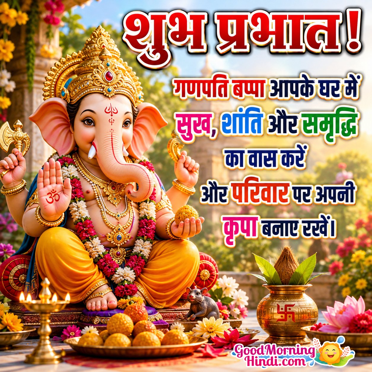 Shubh Prabhat Ganpati Bappa Nice Blessings Pic