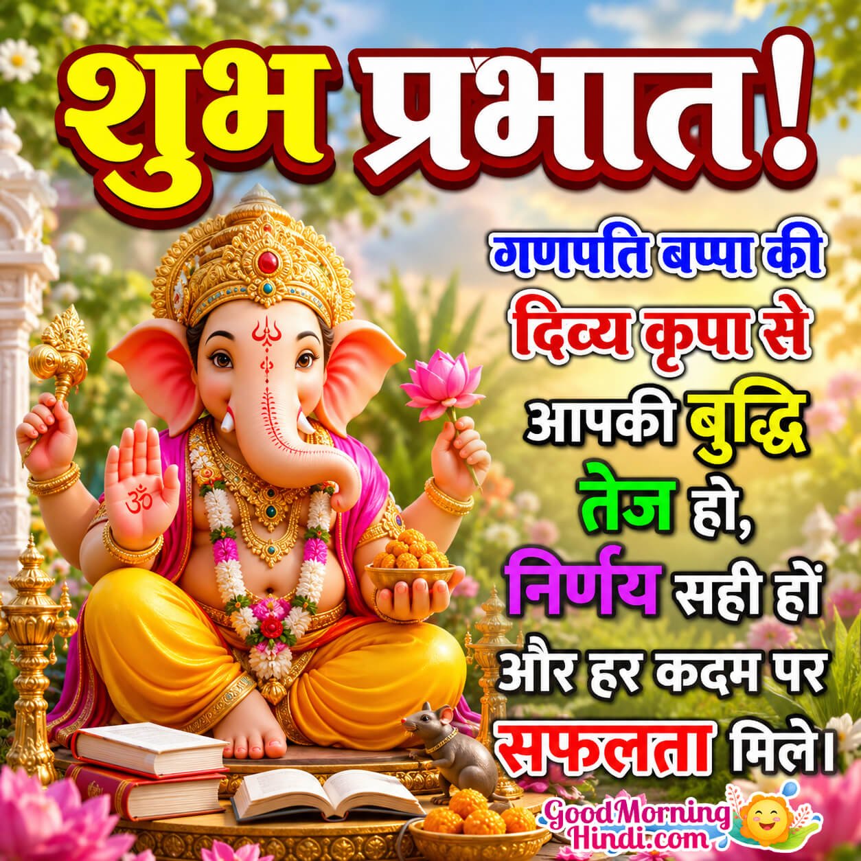 Shubh Prabhat Ganpati Bappa Wonderful Wish Image