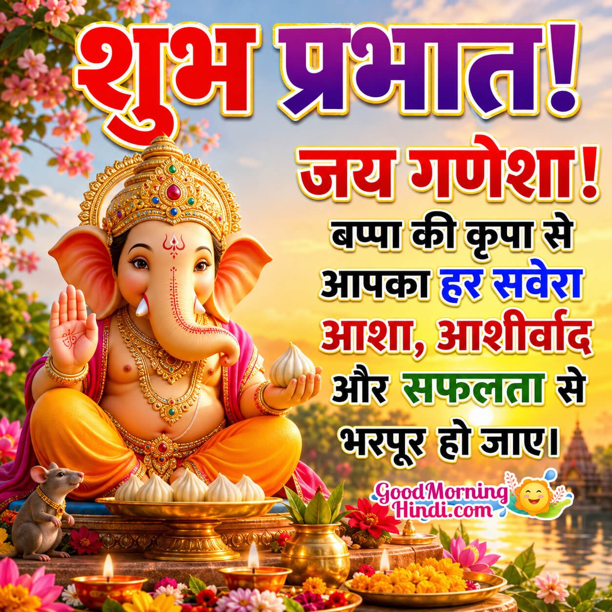 Shubh Prabhat Jai Ganesha Blessings With Sunset Pic