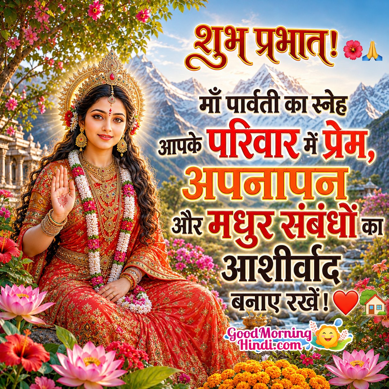 Shubh Prabhat Maa Parvati Hindi Blessings Image
