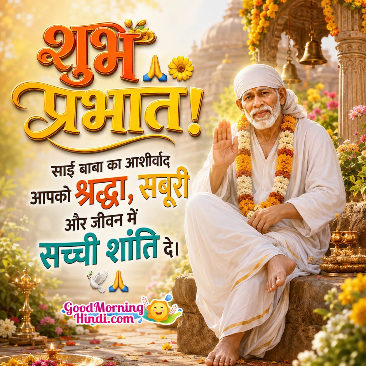 Shubh Prabhat Sai Baba Blessing Pic In Hindi