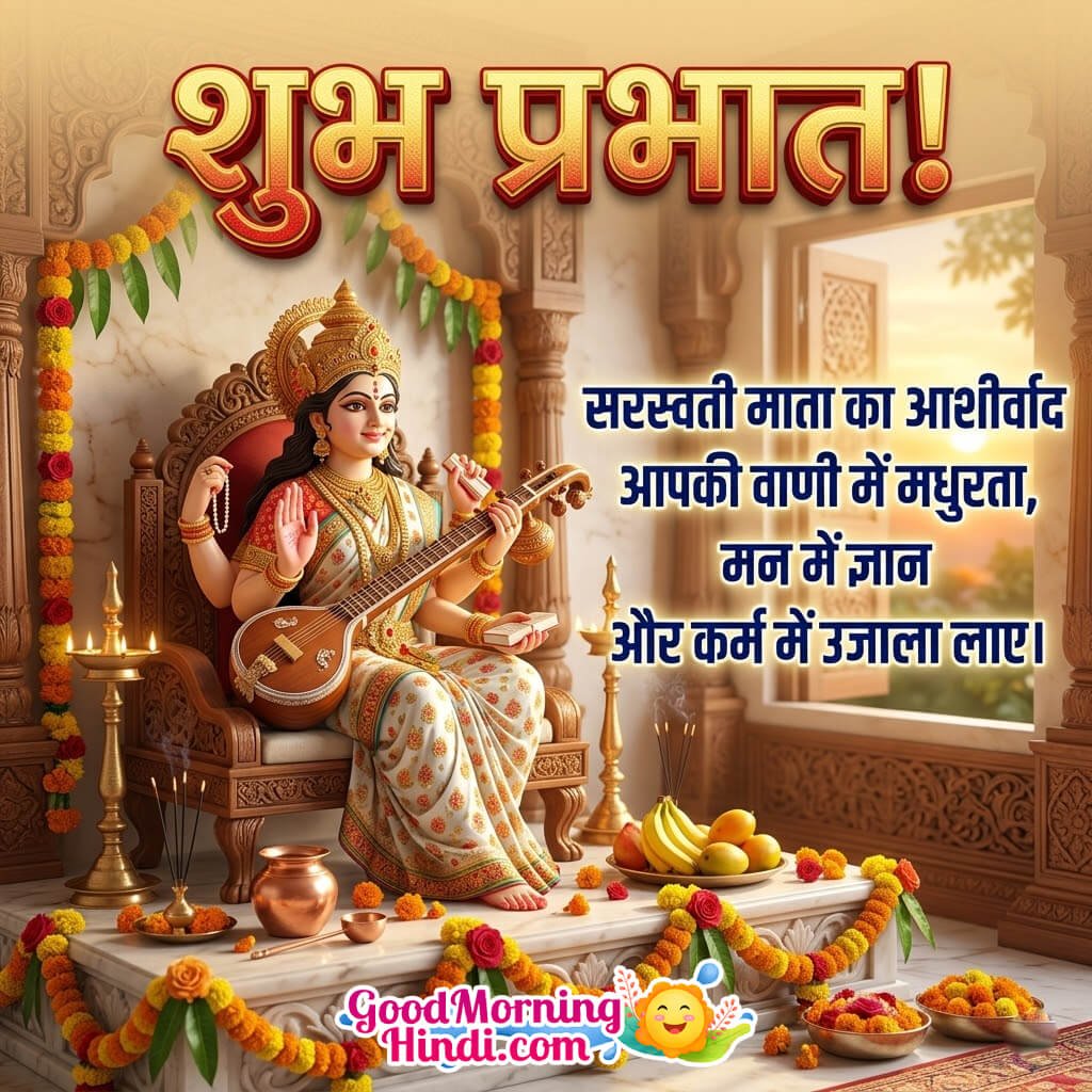 Shubh Prabhat Saraswati Mata Blessings Image