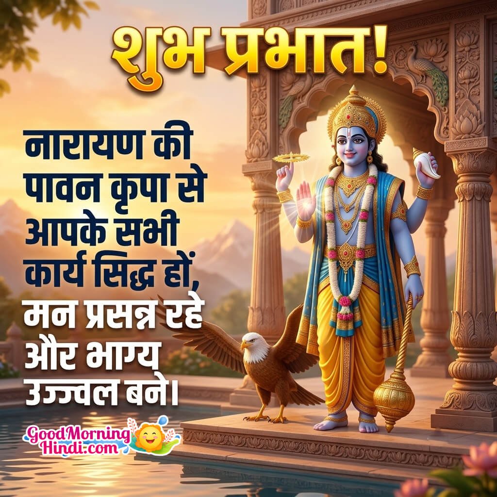 Shubh Prabhat Vishnu Narayan Wish Pic In Hindi
